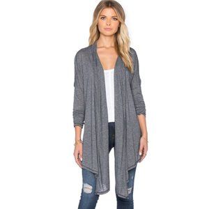 Michael Stars Long Sleeve Open Front Hi Low Convertible Cardigan (Navy Blue)